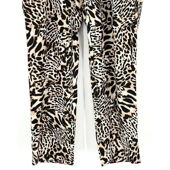 Calvin Klein Leopard Print Polyester Pants Lightweight High Rise Brown Medium - Picture 3 of 11